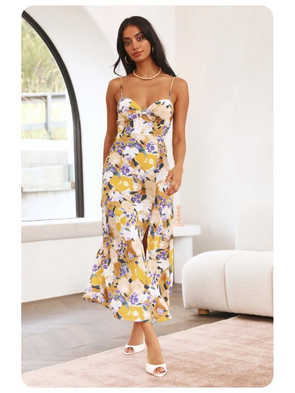 Hello Molly Living With Grace Spaghetti Strap Abstract Floral Print Maxi Dress - Picture 3 of 10